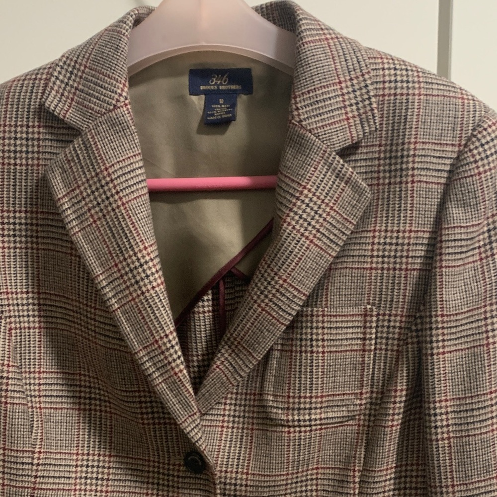 Brooks Brothers Brown and Red Check Blazer